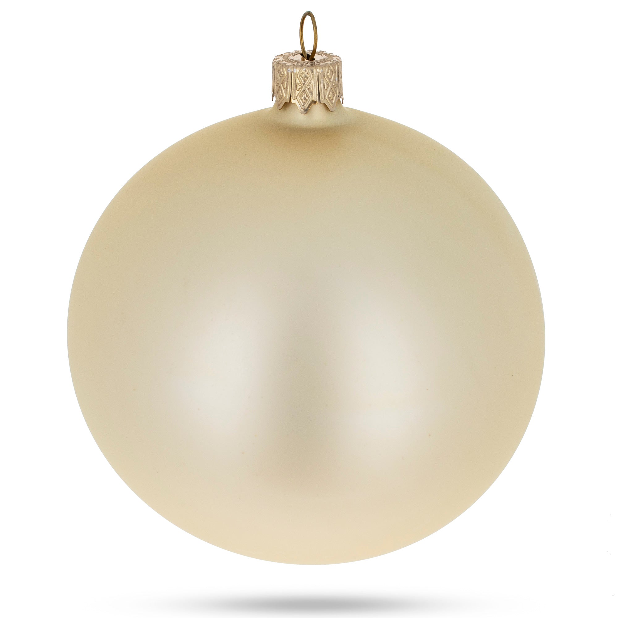 Set of 4 Beige Glass Ball Christmas Ornaments 4 Inches