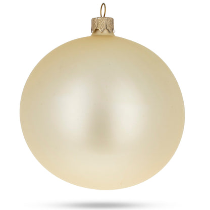 Set of 4 Beige Glass Ball Christmas Ornaments 4 Inches