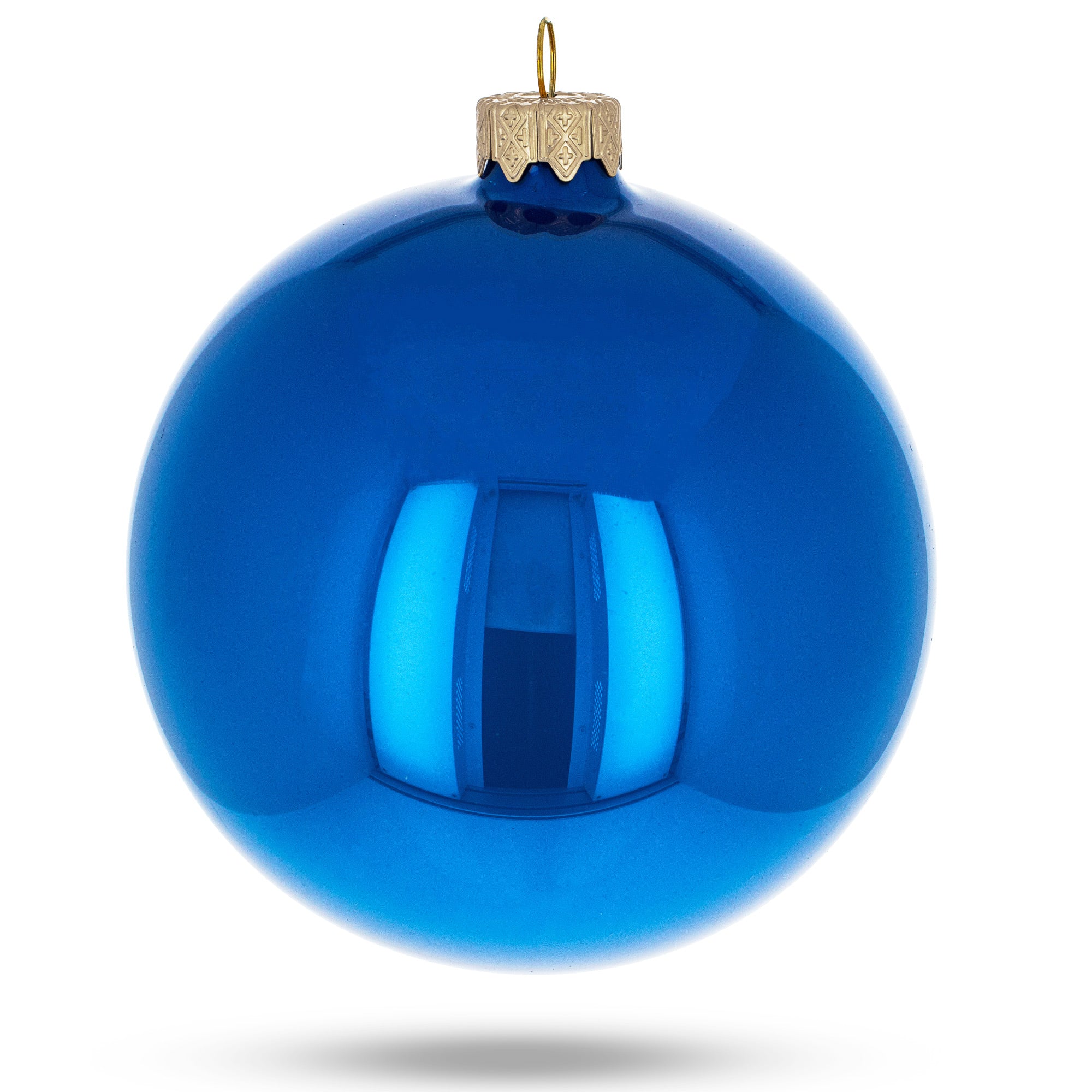 Set of 4 Glossy Blue Glass Ball Christmas Ornaments 4 Inches BestPysanky