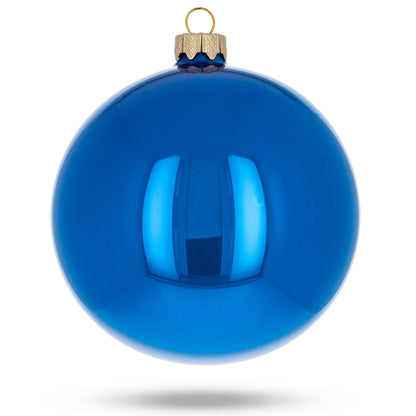 Set of 4 Glossy Blue Glass Ball Christmas Ornaments 4 Inches BestPysanky