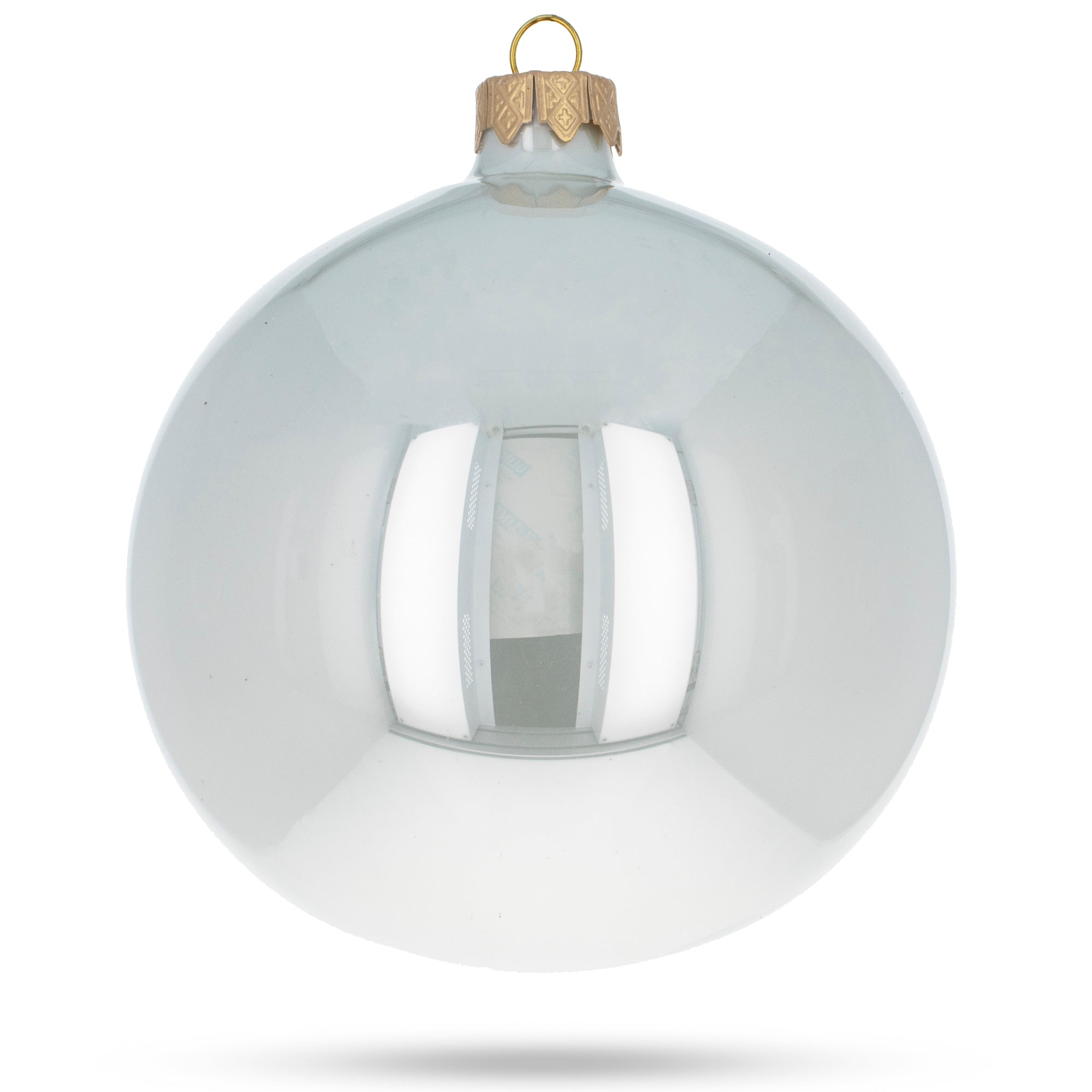 Set of 4 Glossy White Glass Ball Christmas Ornaments 4 Inches
