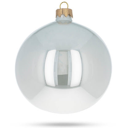 Set of 4 Glossy White Glass Ball Christmas Ornaments 4 Inches