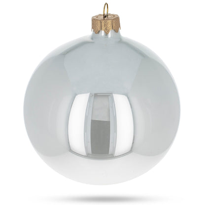 Set of 4 Glossy White Glass Ball Christmas Ornaments 4 Inches