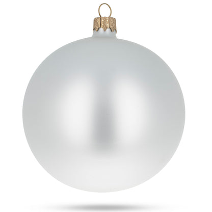 Set of 4 Matte White Glass Ball Christmas Ornaments 4 Inches