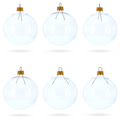 Set of 6 Clear Glass Ball Christmas Ornaments DIY Craft 3.25 Inches