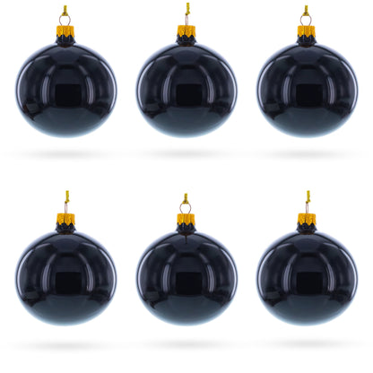 Black Glossy Glass Ball Christmas Ornament 3.25 Inches