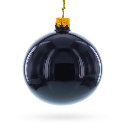 Black Glossy Glass Ball Christmas Ornament 3.25 Inches