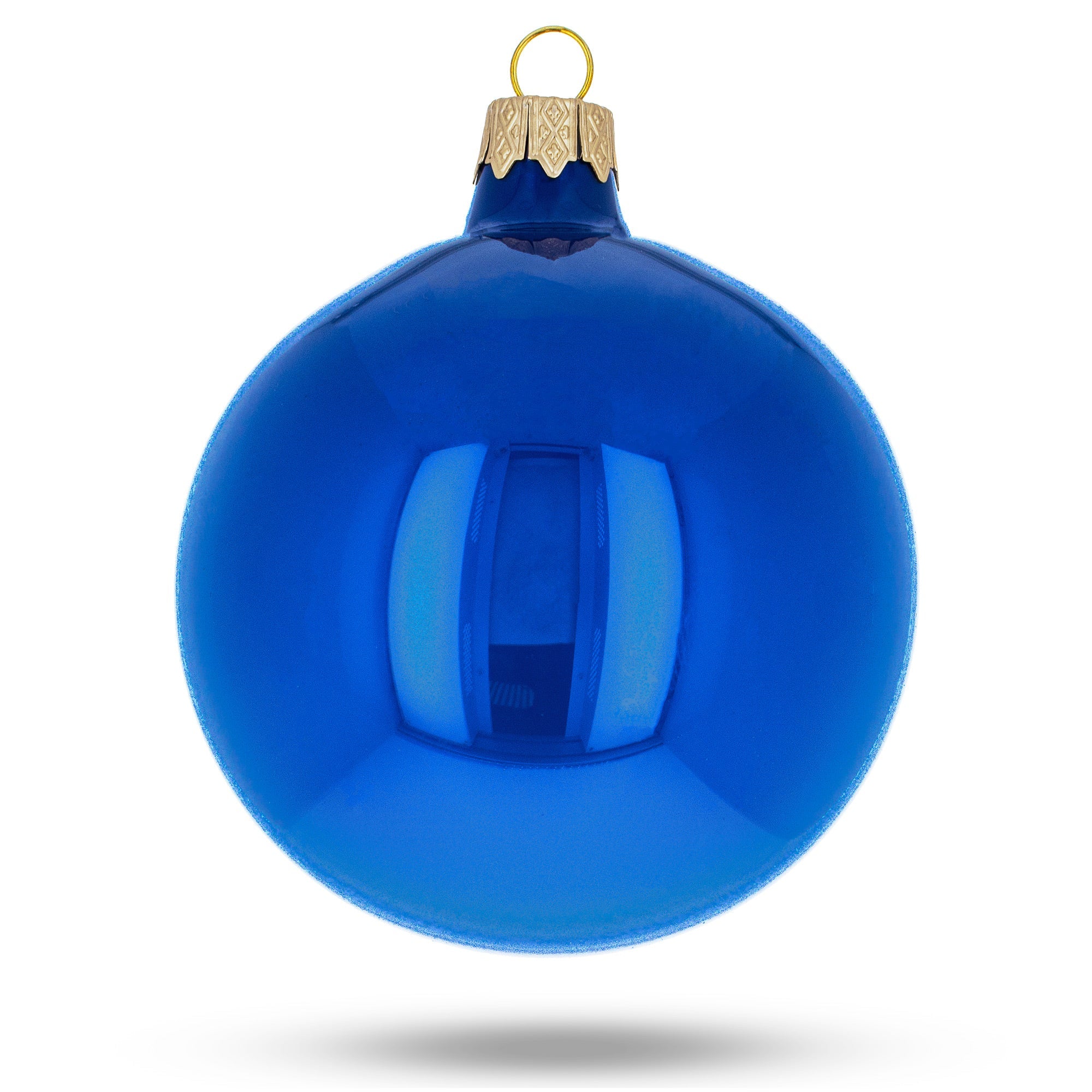 Set of 6 Glossy Blue Glass Ball Christmas Ornaments 3.25 Inches BestPysanky