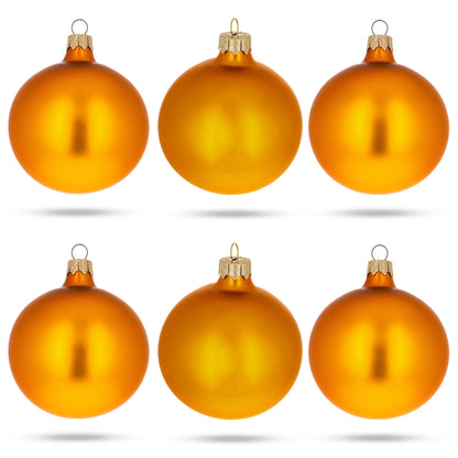 Set of 6 Matte Gold Glass Ball Christmas Ornaments 3.25 Inches BestPysanky