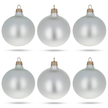 Set of 6 Matte White Glass Ball Christmas Ornaments 3.25 Inches