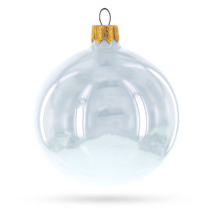 Set of 6 White Glossy Glass Ball Christmas Ornaments 3.25 Inches