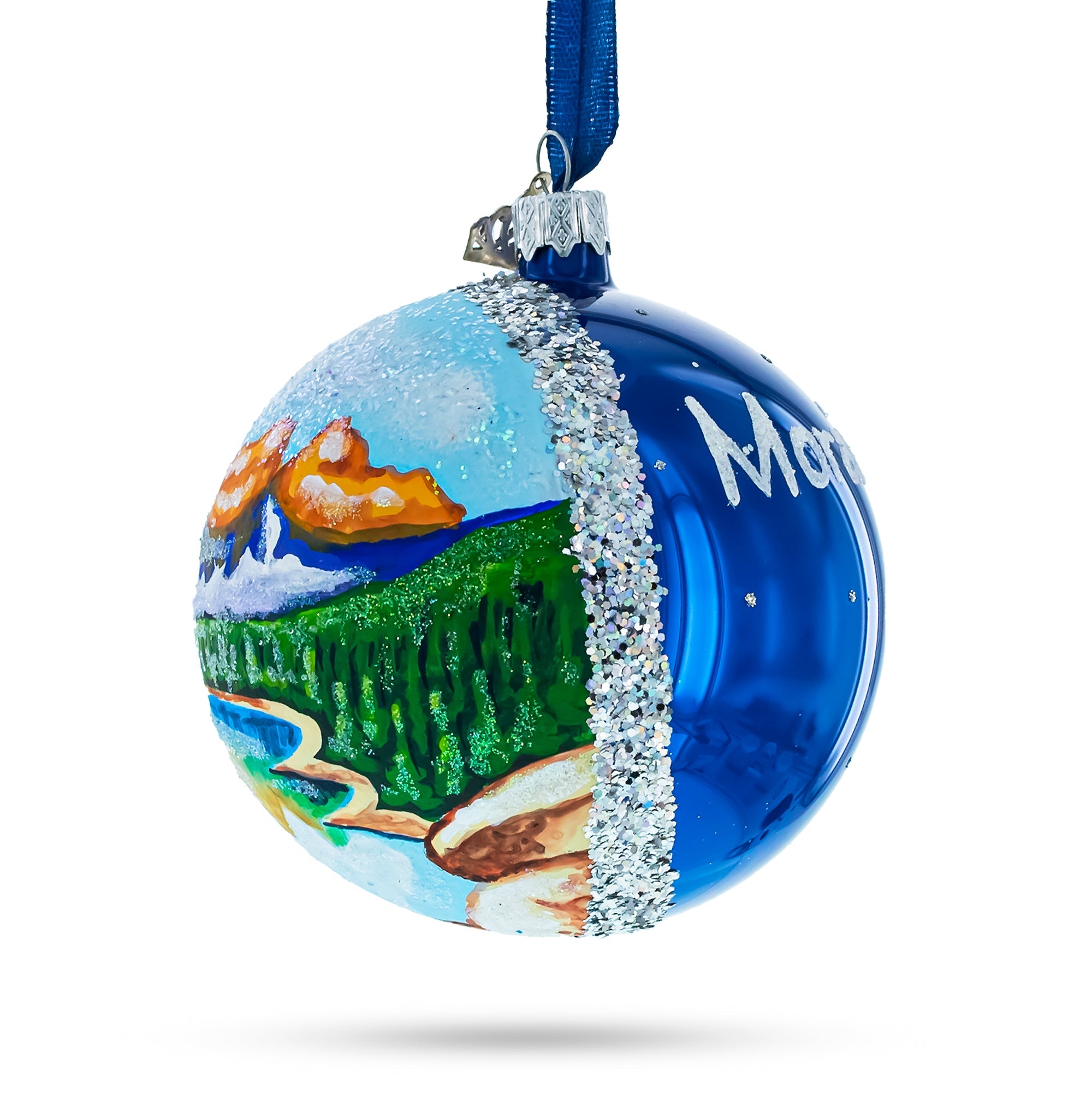 Moraine Lake near Banf, Alberta, Canada Glass Ball Christmas Ornament 4 Inches