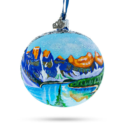Moraine Lake near Banf, Alberta, Canada Glass Ball Christmas Ornament 4 Inches