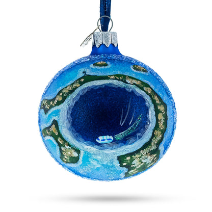 The Great Blue Hole, Belize Glass Ball Christmas Ornament 3.25 Inches