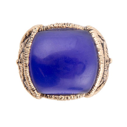 Lace Blue Agate Golden Statement Ring Barse Jewelry