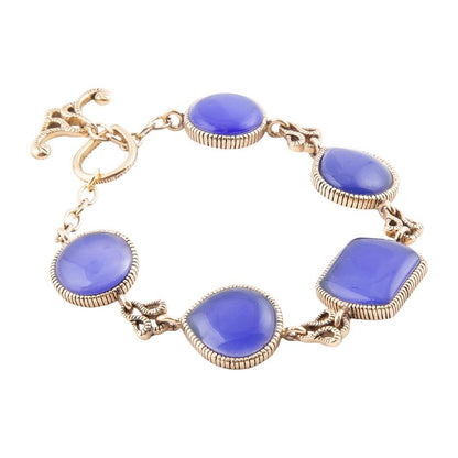 Lace Blue Agate Link Golden Bracelet Barse Jewelry