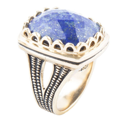 Blue Lapis Golden Cocktail Ring Barse Jewelry