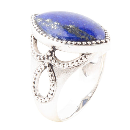 Blue Lapis and Sterling Silver Marquis Ring Barse Jewelry