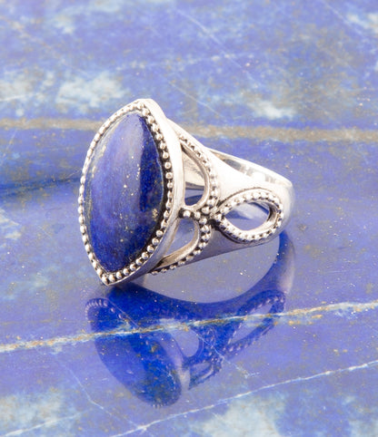Blue Lapis and Sterling Silver Marquis Ring Barse Jewelry