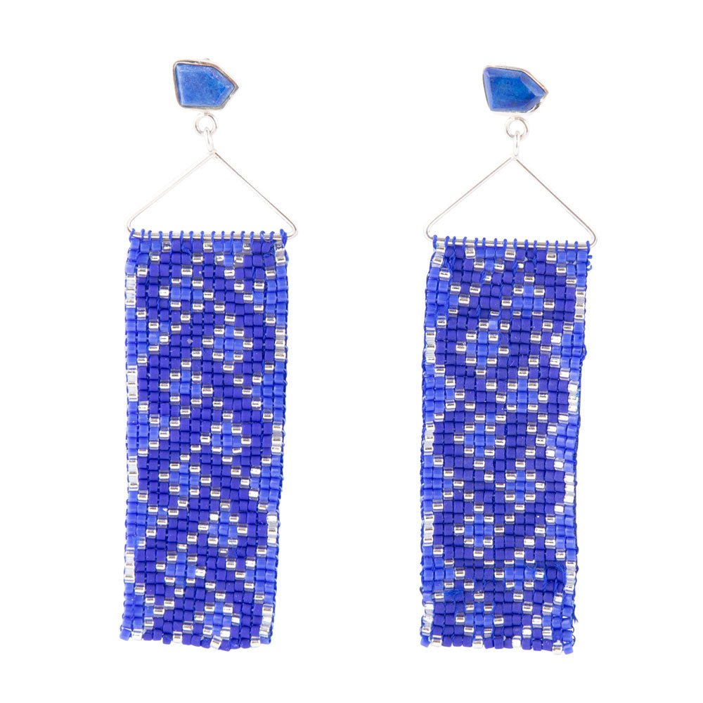 Lapis Woven Seed Bead Earrings Barse Jewelry
