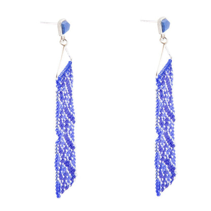 Lapis Woven Seed Bead Earrings Barse Jewelry