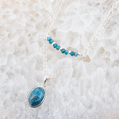 Layered Blue Apatite and Sterling Silver Necklace Barse Jewelry