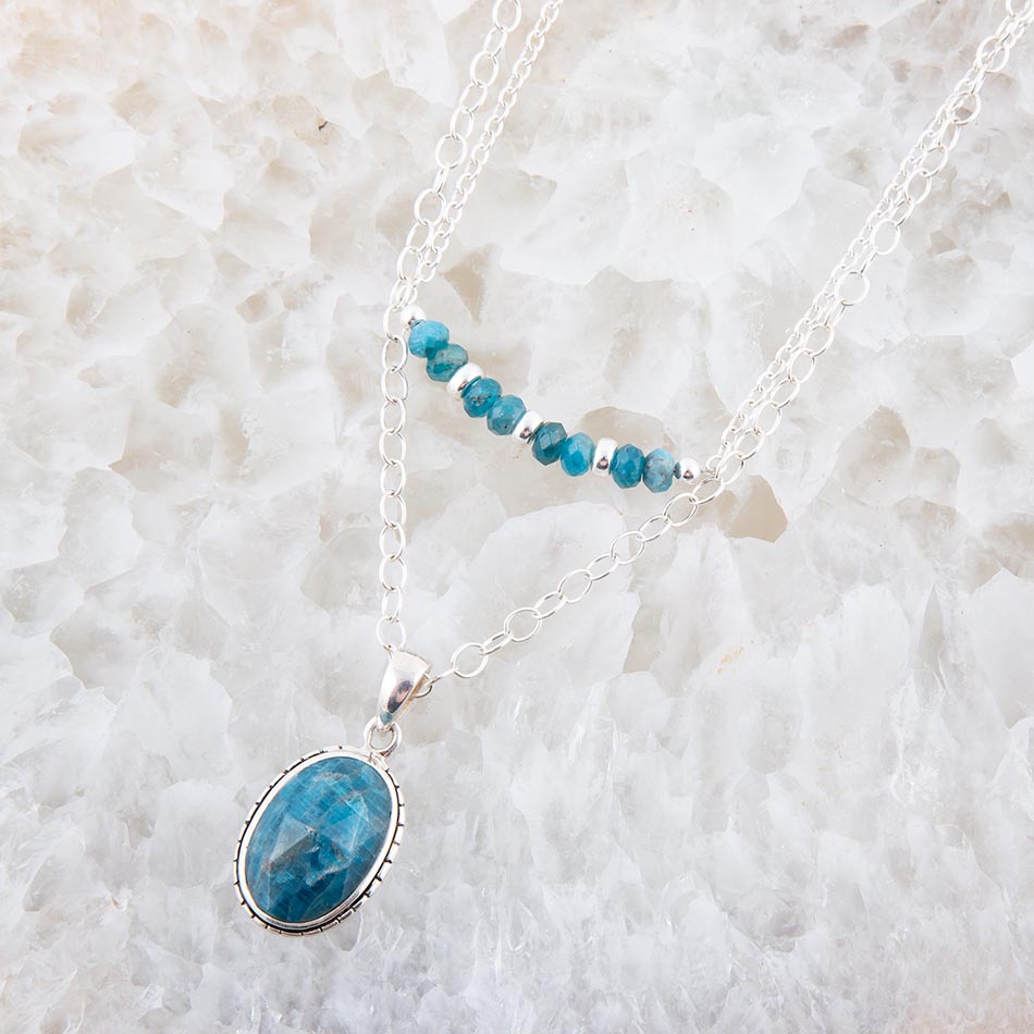 Layered Blue Apatite and Sterling Silver Necklace Barse Jewelry