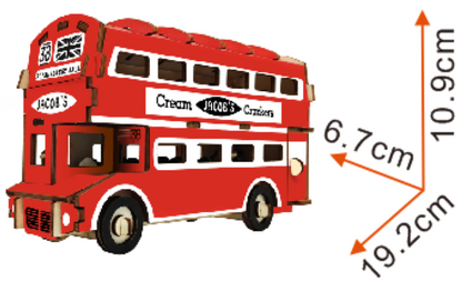 Double-Decker London Bus Model Kit - Wooden Laser-Cut 3D Puzzle (94 Pcs) BestPysanky