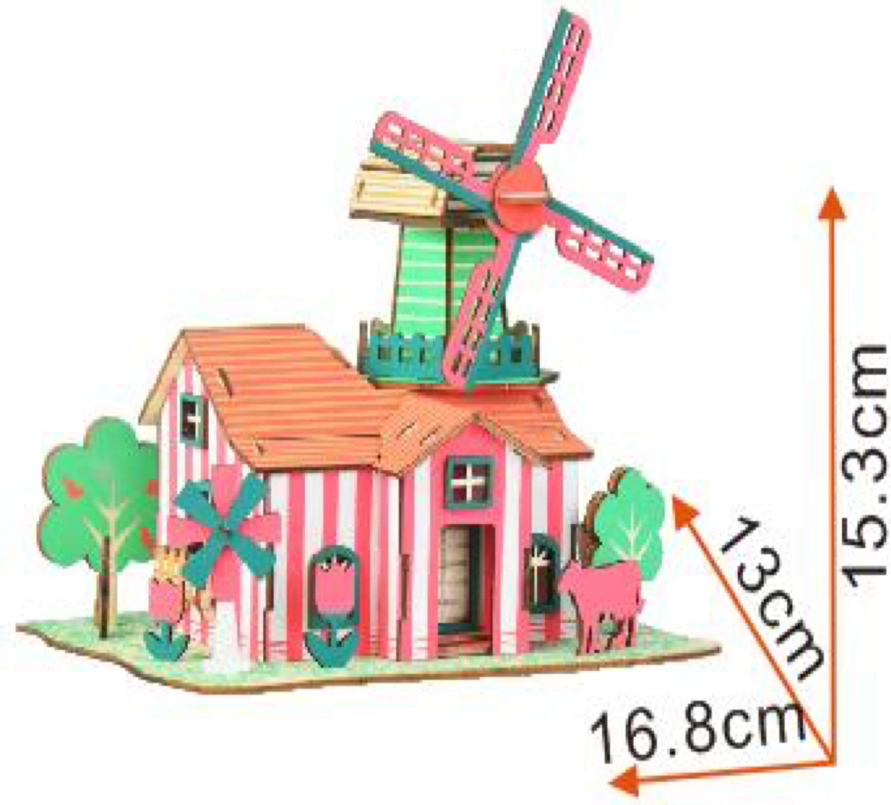 Windmill Model Kit - Wooden Laser-Cut 3D Puzzle (82 Pcs) BestPysanky