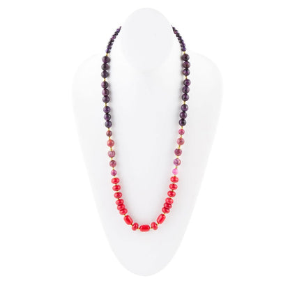 Le Rouge Red Magnesite Multi-Stone Long Necklace Barse Jewelry