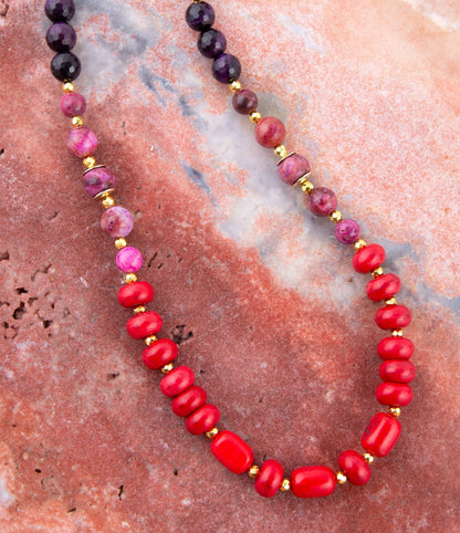 Le Rouge Red Magnesite Multi-Stone Long Necklace Barse Jewelry