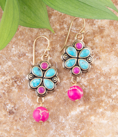 Legacy Pink Agate Golden Drop Earrings Barse Jewelry