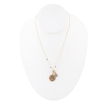 Leo - Zodiac Gray Labradorite Golden Charm Necklace Barse Jewelry