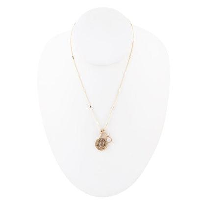 Libra - Zodiac White Moonstone Golden Charm Necklace Barse Jewelry