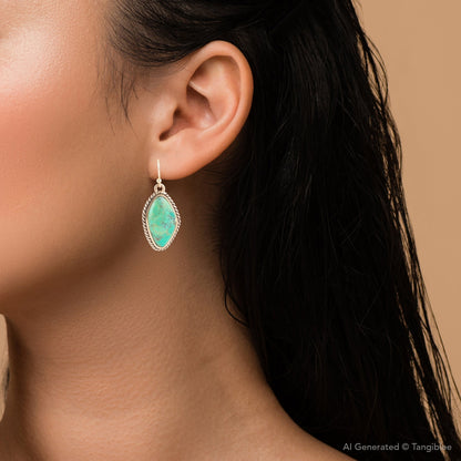 Lime Green Turquoise Golden Drop Earrings Barse Jewelry