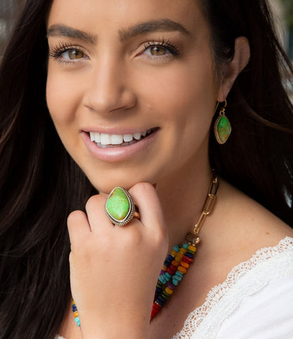 Lime Turquoise Boulder Statement Ring Barse Jewelry