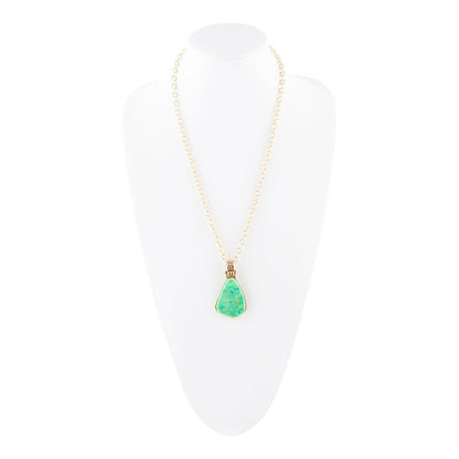 Lime Turquoise Golden Pendant Necklace Barse Jewelry