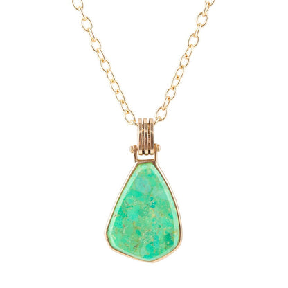 Lime Turquoise Golden Pendant Necklace Barse Jewelry
