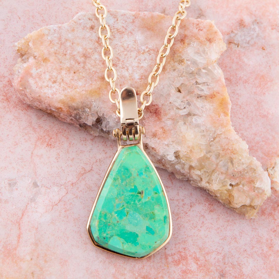 Lime Turquoise Golden Pendant Necklace Barse Jewelry