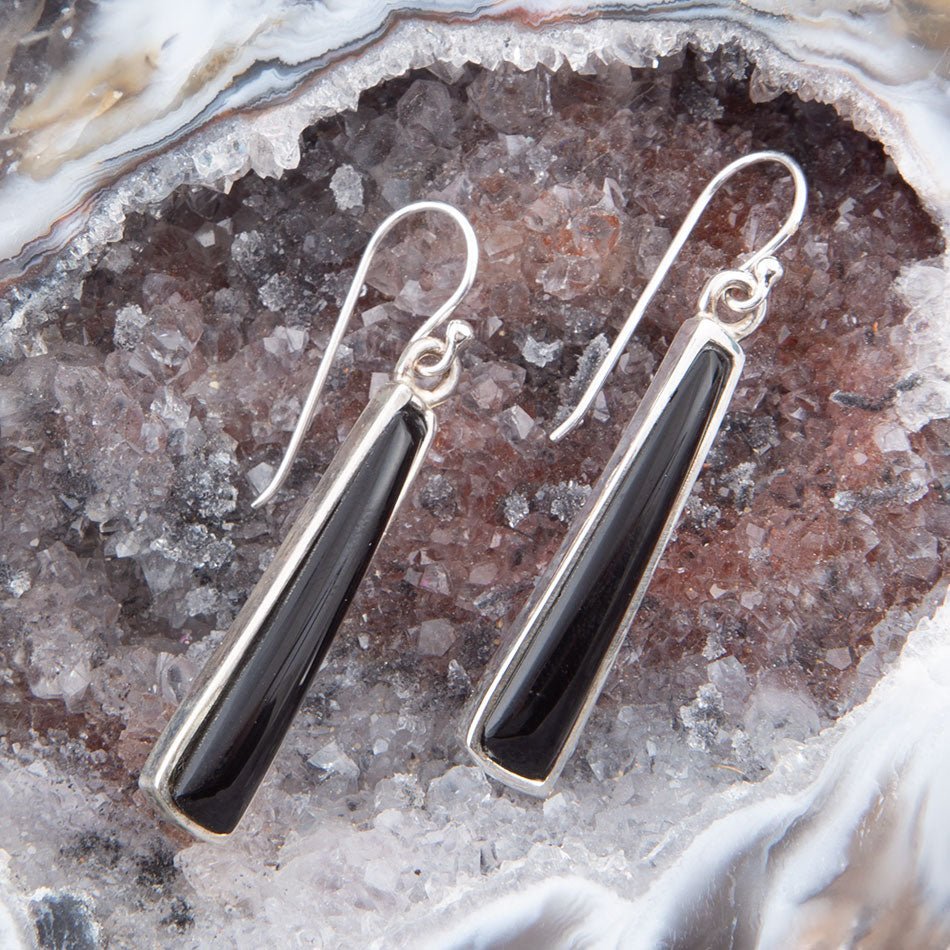 Line Black Onyx Sterling Silver Drop Earrings Barse Jewelry