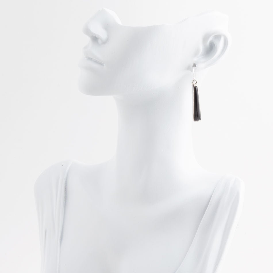 Line Black Onyx Sterling Silver Drop Earrings Barse Jewelry