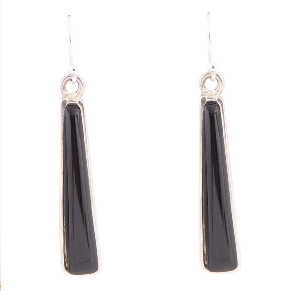 Line Black Onyx Sterling Silver Drop Earrings Barse Jewelry