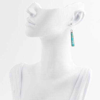 Line Blue Turquoise Sterling Silver Drop Earrings Barse Jewelry