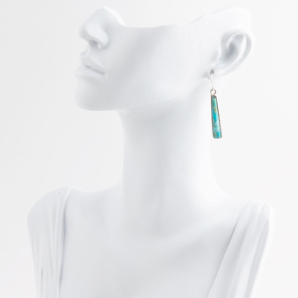 Line Blue Turquoise Sterling Silver Drop Earrings Barse Jewelry