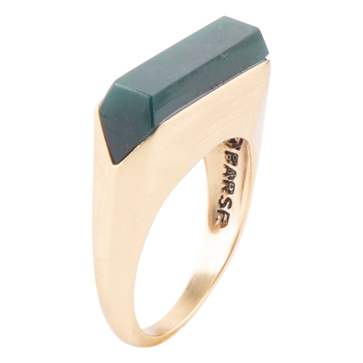 Linear Green Onyx and Golden Ring Barse Jewelry
