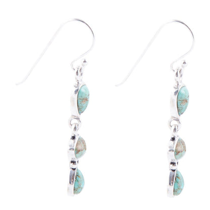 Linear Triple Stone Blue Turquoise and Sterling Silver Earrings Barse Jewelry