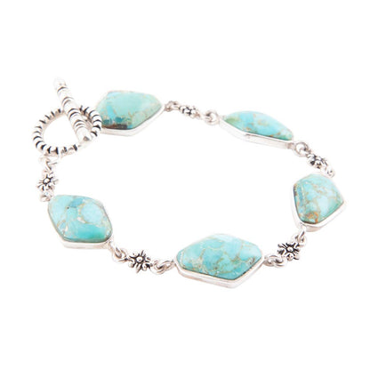 Linked Blue Turquoise and Sterling Silver Bracelet Barse Jewelry