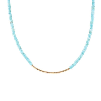 Little Bit Turquoise Golden Bar Necklace Barse Jewelry