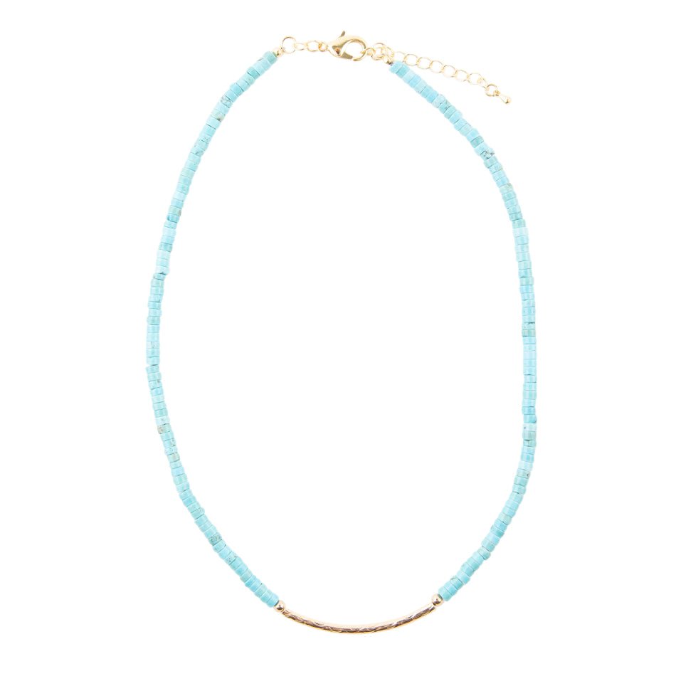 Little Bit Turquoise Golden Bar Necklace Barse Jewelry