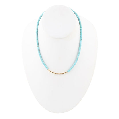Little Bit Turquoise Golden Bar Necklace Barse Jewelry